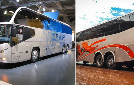 Buses with extra set of rear wheels