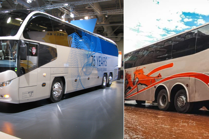 Buses with extra set of rear wheels