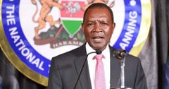 Treasury Cabinet Secretary Prof Njuguna Ndungu speaking during a media briefing
