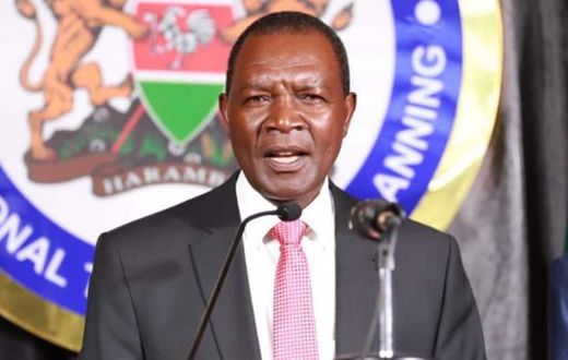 Treasury Cabinet Secretary Prof Njuguna Ndungu speaking during a media briefing