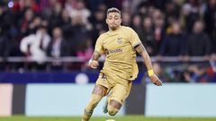 : Raphael Dias Belloli Raphinha of FC Barcelona during La Liga football match between Atletico de Madrid and FC Barcelona at Civitas Metropolitano Stadium on January 8, 2023.