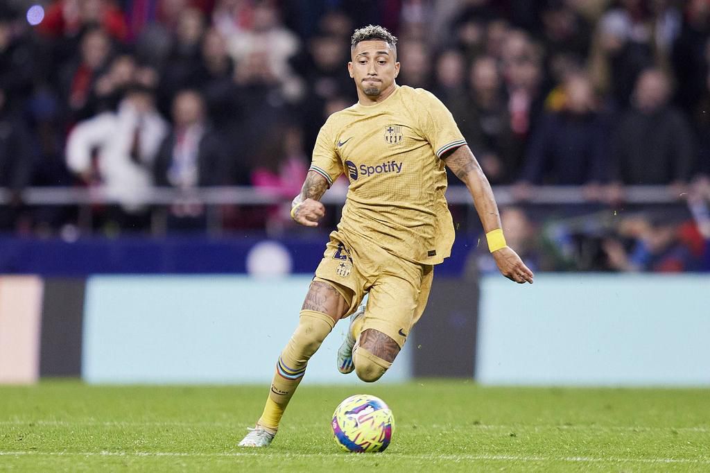 : Raphael Dias Belloli Raphinha of FC Barcelona during La Liga football match between Atletico de Madrid and FC Barcelona at Civitas Metropolitano Stadium on January 8, 2023.