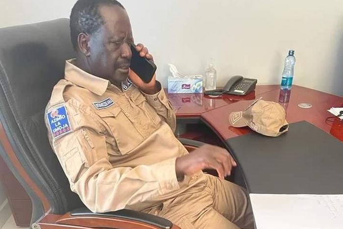 Raila Odinga in combat gear