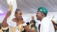 Akothee’s younger sister, Cebbie Koks with lawyer Steve Ogolla during their traditional wedding on Wednesday,  December 28, 2022