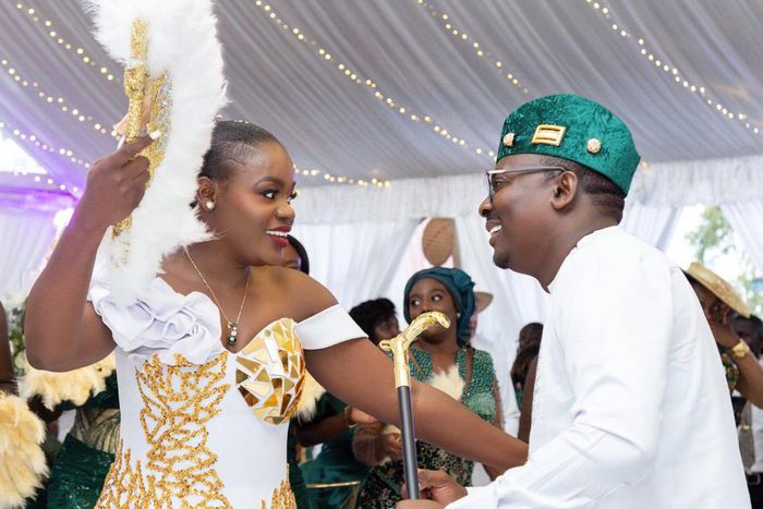 Akothee’s younger sister, Cebbie Koks with lawyer Steve Ogolla during their traditional wedding on Wednesday,  December 28, 2022