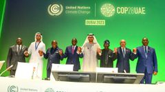 President William Ruto with other leaders during the launch of the Africa Green Industrialization plan in Dubai