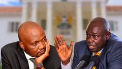 A collage of Trade CS Moses Kuria and Deputy President Rigathi Gachagua