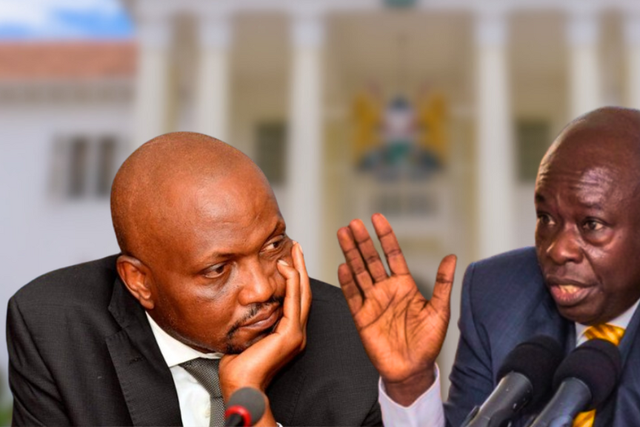 A collage of Trade CS Moses Kuria and Deputy President Rigathi Gachagua