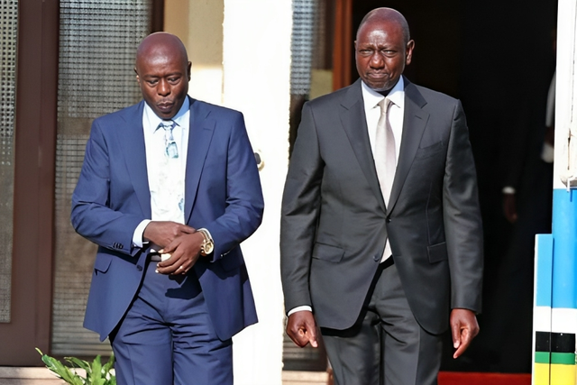 File image of President William Ruto and DP Rigathi Gachagua at the Kakamega State Lodge during a visit to Western Kenya on August 30, 2023.