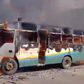 The bus that was torched by goons along Ngong Road in Nairobi on Tuesday, May 2, 2023, when anti-government protests called for by Azimio la Umoja - One Kenya resumed