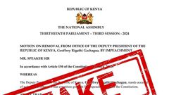 Mathira MP Eric Wamumbi has categorically dismissed a letter circulating on social media that purports to initiate impeachment proceedings against Deputy President Rigathi Gachagua.