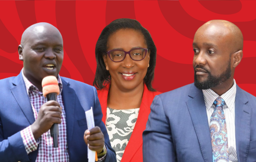 Senator Samson Cherargei, MPs Beatrice Elachi and Ronald Karauri