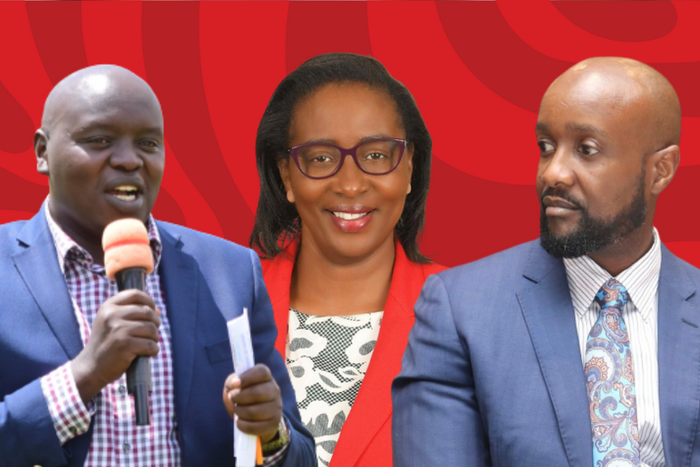 Senator Samson Cherargei, MPs Beatrice Elachi and Ronald Karauri