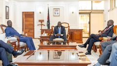 President William Ruto, Deputy President Rigathi Gachagua & ODM leader Raila Odinga at State House, Nairobi on July 9, 2024
