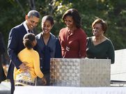 President Barack Obama (from left), his daughters Sasha and Malia, first lady Michelle Obama and Marian Robinson, Michelle Obama’s mother, at the Martin Luther King Jr. National Memorial on the National Mall in Washington in 2011.Carolyn Kaster/AP