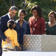 President Barack Obama (from left), his daughters Sasha and Malia, first lady Michelle Obama and Marian Robinson, Michelle Obama’s mother, at the Martin Luther King Jr. National Memorial on the National Mall in Washington in 2011.Carolyn Kaster/AP