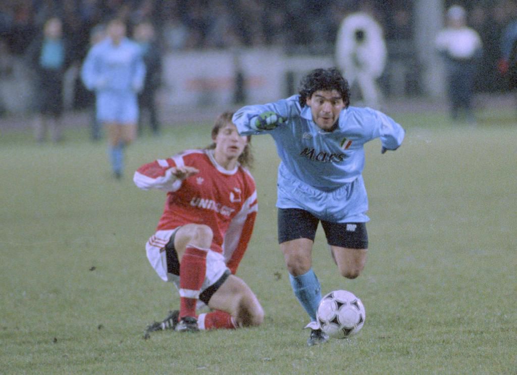 The late Diego Maradona in action back on November 7, 1990.