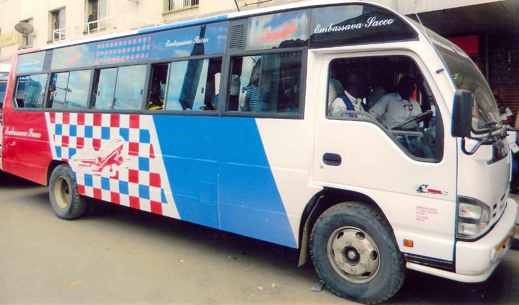 An Embassava matatu at the stage