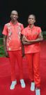 Kenyan athletes wearing the  2024 Olympic Kits unveiled by CS Ababu Namwamba