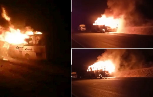 Ena Coach bus ferrying 49 passengers from Nairobi to Migori goes up in flames