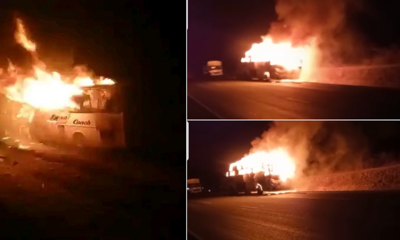 Ena Coach bus ferrying 49 passengers from Nairobi to Migori goes up in flames