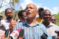 EACC CEO Twalib Mbarak and Kwale County leadership during a visit to Chale Island