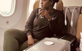 Actress Jackie Matubia boards a flight to Cape Town South Africa on July 13, 2023