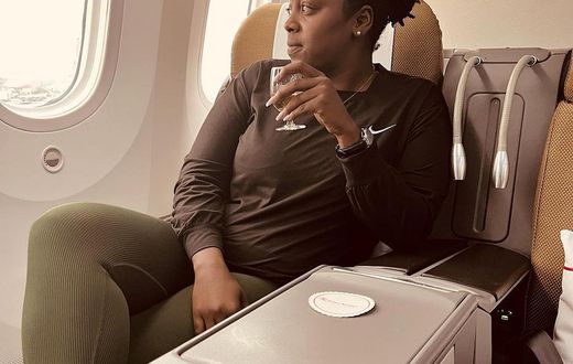 Actress Jackie Matubia boards a flight to Cape Town South Africa on July 13, 2023