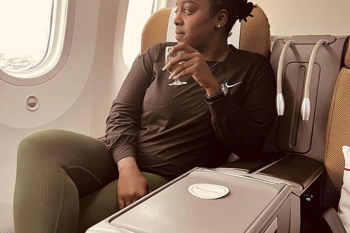 Actress Jackie Matubia boards a flight to Cape Town South Africa on July 13, 2023