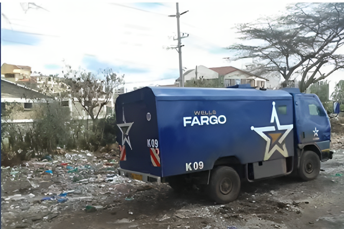 A Wells Fargo cash-in-transit vehicle abandoned along the Southern Bypass