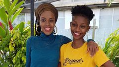 A past image of NRG radio presenter Natalie Githinji with the late Njahmby Koikai