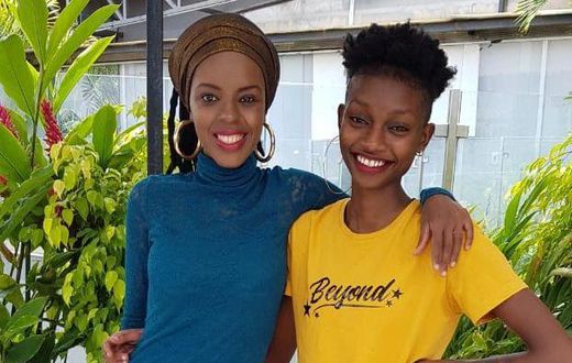 A past image of NRG radio presenter Natalie Githinji with the late Njahmby Koikai
