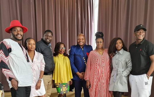 The cast of Papa Shirandula celebrating the death anniversary of Charles Bukeko