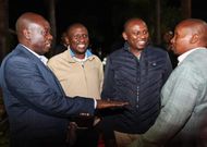 Deputy President Rigathi Gachagua, Interior CS Kithure Kindiki, Majority Leaders Kimani Ichungwa and Aaron Cheruiyot at JKIA on June 2, 2024