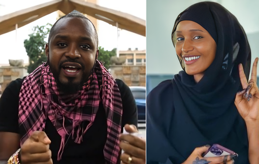 A collage of Boniface Mwangi and Hanifa Adan