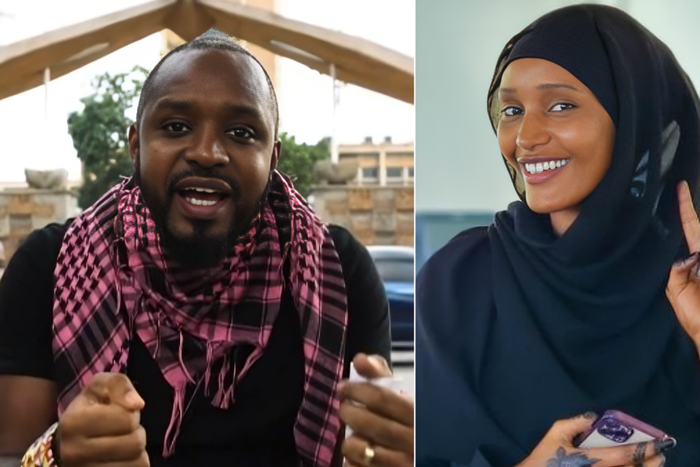 A collage of Boniface Mwangi and Hanifa Adan