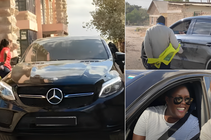 Winnie Odinga takes a photo with a boda boda rider