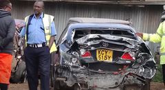 Car involved in an accident along the Nairobi-Nakuru Highway