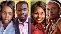 Collage of Cebbie Koks, Willis Raburu, Kawira and Njeri Rionge