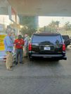 US First Lady Jill Biden's motorcade fueling at a gas station along Parklands Road in Nairobi.