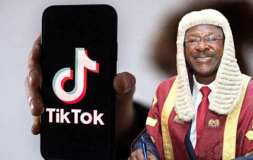 A collage of a phone showing the Tiktok app and Speaker Moses Wetangula