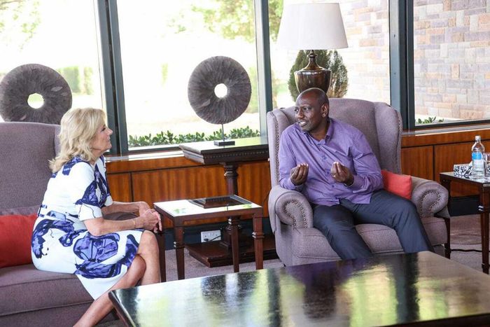 USA's first lady Jill Biden (left) and President William Ruto