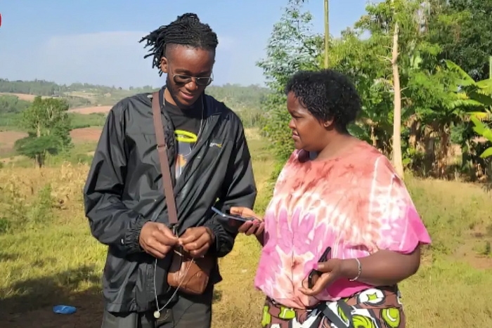 Rex Masai with his mother