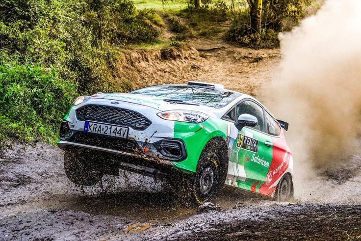 McRae Kimathi steers his Ford Fiesta ST Rally3 with Kenyan co-driver Mwangi Kioni during the SS18 stage of the 2021 Safari Rally Kenya near Hells Gate at Lake Naivasha, Kenya, on June 27, 2021. (Photo by TONY KARUMBA/AFP via Getty Images)