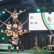 Acrobats doing stunts during the Talanta Hela launch at State House