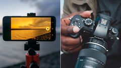 A smartphone and a camera