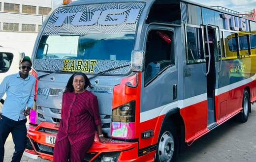 Njugush & his wife Celestine Ndinda with their new matatu