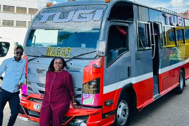 Njugush & his wife Celestine Ndinda with their new matatu