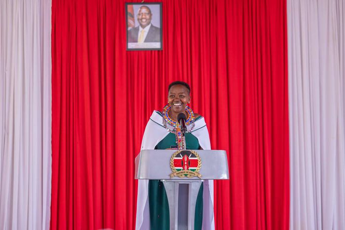 First Lady Rachel Ruto during the  launch of empowerment projects for women, youth and people with disabilities in Kajiado County on April 23, 2024