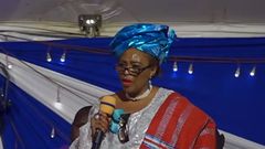 A screen grab image of Barbara Magoha speaking at former Education CS George Magoha’s burial on February 11, 2023 in Siaya county